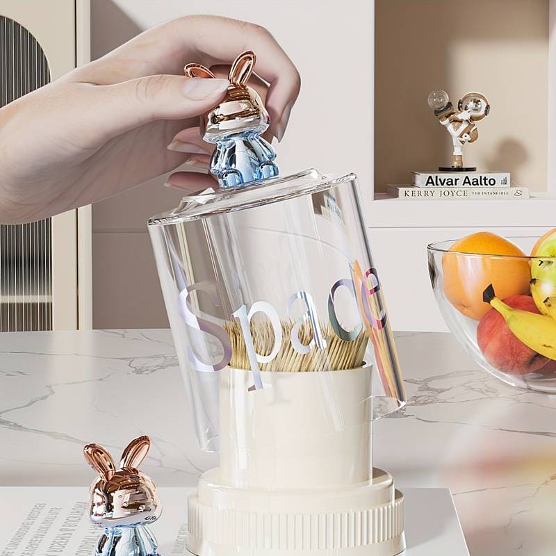 Rabbit Toothpick Box, Creative Multifunctional Toothpick Dispenser, Cute Cartoon Swab Cotton Holder With Lid, Swab Kitchen Dining Bar Toothpick Holder, Portable Rustproof Stand Toothpick Holder Rabbit Toothpick Box, Creative Multifunctional Toothpick Dispenser, Cute Cartoon Swab Cotton Holder With Lid, Swab Kitchen Dining Bar Toothpick Holder, Portable Rustproof Stand Toothpick Holder